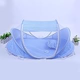 エルフ ベビー (Fairy Baby) 折りたたみベビー蚊帳 音楽バッグと枕付き (110*65*60cm,ブルー)