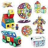 iKing マグネットブロック 162PCS 磁気おもちゃ 子供 誕生日プレゼント 観覧車 ロ...