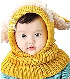 【On Dolce】選べる5色 うさぎちゃん風 ニット帽 ニット帽子 ベビー キッズ 赤ちゃん 子 子供 用 かわいい 防寒 BN005 (イエロー)