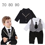 ベビー服 結婚式　スーツ ロンパース　フォーマル スーツ 男の子 幼児 お祝い事 カバーオール 80 90 100cm (70cm)