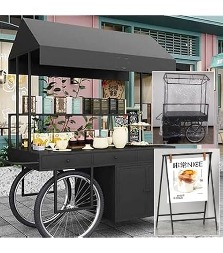 Amazon.co.jp: 屋台セット 移動式マーケットストール ワゴン