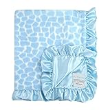 マイブランキー / Giraffe Luxe W/Satin Back W/ Ruffle アニマル プリント ブランケット ギフト myblankee マイ ブランキー ベビー Blue [並行輸入