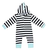 Domybestベビー服 ロンパース　春秋　コットンボディスーツ　赤ちゃんカバーオール　長袖　ボーダー　可愛い　柔らかい　新生児　出産祝い (90)