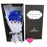 ソープフラワー プレゼント 石鹸 花束 造花 枯れない花 誕生日 母の日 父の日 記念日 お祝い ブーケタイプ （11本） (ブルー)