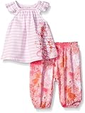 Amy Coe Baby Girls' Flower All Over Print Pant Set White/Cotton Candy 6-9 Months [並行輸入品]