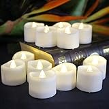 REALISTIC TIMER TEA LIGHTS Set of 12 Warm White Flameless Flickering Tealights by LED Lytes with 6 O