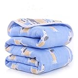 JINALV 6重ガーゼ 肌にやさしい　子供　毛布　ベビーブランケット　大判　ひざ掛け　ガーゼタオル　子供バスタオル　ベビーケット　湯上りタオル　ふわふわ　タオル　赤ちゃん　 70*140cm (犬-