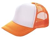 Plus Nao(プラスナオ) 帽子 キャップ メッシュキャップ CAP 野球帽 無地 シンプル 子供 キッズ ジュニア 男の子 男児 女の子 女児 日焼け防 53-56cm オレンジ×ホワイト