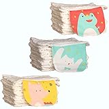 AKC ベビー汗取りパッド 赤ちゃん あせとり コットン 6重ガーゼ 出産祝い 男の子 女の子 3枚セット 動物柄 (Cセット)