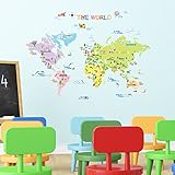 DW-1203, Decowall, マルチカラーの世界地図の ピール＆スティック壁デカールステッカー