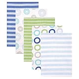 Luvable Friends Flannel Receiving Blankets, Blue Pinwheel, 5 Count by Luvable Friends