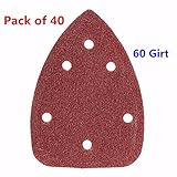 MOHOO ミニデルタサンダー用サンドペーパー マウスサンディングシート黒とデッカー マウスパームサンダーサンドペーパー 140mm×100mm 5開口 #60/#80/#120/#240 40枚入 