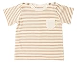 オーガニックコットン yuga☆ボーダー半袖Tシャツ ブラウン 80cm オーガニックコットン100% ベビー 服 男の子 女の子 兼用 出産祝い Tシャツ プレゼント 綿100%