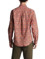 Print Pattern Straight Collar Shirt Made in India 111-11-3538: Wine Print Pattern Straight Collar Shirt Made in India 111-11-3538: Wine