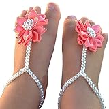 miugle新生児赤ちゃん花と真珠裸足サンダルベビー靴