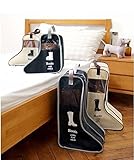 YunNasi 靴収納袋　ブーツ 収納バッグ　手持ち付く　運び便利　透明窓付き　透明収納カバン　靴カバー　長靴収納　　 (S, ブラック)