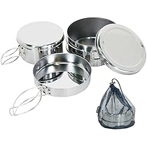 【美品】GSI outdoors ステンレス クッカーセット メッシュバッグ付き Amazon | belmont（ベルモント） BM-118 ステンクッカー5点