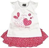 ロサン ハートプリントTシャツ&花柄3段フリルスカート ホワイト×ピンク 18M(18ヶ月)