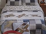 Sky Hawk Vintage Airplanes Reversible Applique Quilt Twin Size [並行輸入品]