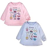 (ピンク/90cm)ベビー服 女の子 トレーナー 長袖 裏起毛 ロゴ コスメプリント ドット柄 Aライン テールカット 女児 ベビー