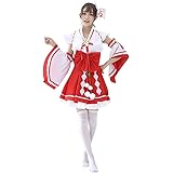 [HONGFU] 日本の伝統的な着物 アニメ コスプレ仮装 婦人向け 短い着物 帯付 ゴシック ロリータ 浴衣 ドレス メイド服 衣装