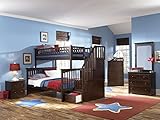 Columbia Staircase Bunk Bed, Twin Over Full, Antique Walnut [並行輸入品]