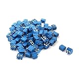 SODIAL(R) 100件の2Pプラグインネジ　ターミナルブロックコネクター　5.08mmピッチ　青
