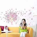 ZooArts 子供部屋 花の子 蝶々 綺麗 取り外し可能なウォールステッカー 壁デカール 壁紙 壁の装飾 はがせる