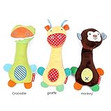 Pumpumly　はじめてのおもちゃに　赤ちゃん 用 スティック ガラガラ　にぎにぎ　 おもちゃ ホルダー 付き ふわふわ 布 可愛い　動物