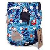 iZiv新生児1厚いおむつ付きオーガニック幼児防水/調整/再利用可能/洗えるポケット布おむつのフィット赤ちゃん0.5-3歳(ブルー)