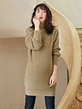 Angeliebe エンジェリーベ マタニティ ワンピース 片畦ニット タートルネック チュニック ワンピ 妊婦服 産前 産後 長袖 フリー ローアンバー 22249 22249400