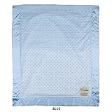 My Blankee Minky Dot Velour Blue with Blue Flat Satin Border, Baby Blanket 30" x 35" by My Blankee I