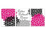 リラックスリフレッシュRenew – ホットピンクとブラックバスルーム用装飾 – bath99 16"x20" Unframed Photo Paper Posters BATH99-16x20