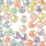 ファイニエ ビーズ 10mm 半透明 200個 オーロラ ファセット 手芸 ハンドメイド パーツ BD3080
