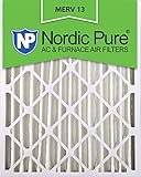 Nordic Pure 16 x 20 x 4 m13 – 1 16 X 20 X 4 Merv 13プリーツAC炉エアフィルタ、ボックスの1、4インチ