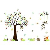 Large Jungle Animals Owls Tree Removable Wall Stickers Wall Decor Home Decor Wall Art Kids Room Bedr
