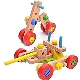 Rolimate Wooden Variety Nut Combination Toy for Kids - 45 pcs Puzzle Blocks Early Educational & Crea