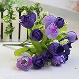 造花　バラの花束 15本　ブルー