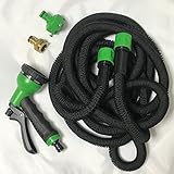 WW.HRD 【強化素材】３倍 伸びるホース 洗車 ガーデニング ベランダ 網戸 大掃除 マンションのベランダ 50FT (5m> 15m)