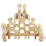 SFGHOUSE　天然木　木のおもちゃ　積み木　木製　赤ちゃんベビー用　知育玩具　積み木セット　立体/三角体/長方体など　50個/102個セット　数字ゲーム　想像力 (102ピース)