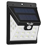 Vorally 高輝度　ソーラーライト　　明暗と人間センサーライト　2.5mケーブル付き　　3モード点灯　IP65防水　夜間自動点灯　　室内/屋外照明に最適 (22LED)