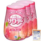 サワデー 気分はじけるピーチの香り消臭芳香剤 トイレ用 本体 140g×3個(おまけ付き) 【まとめ買い】 【Amazon.co.jp限定】