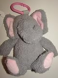 Plush Elephant With Crinkle Ears and Rattleサウンドグレー/ピンククリップfor Crib /ベビーカー