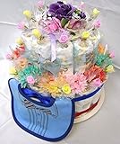 ご出産お祝い　＜おむつケーキ＞リーズナブルなお値段のかわいいおむつケーキ「２段おむつケーキ」（男の子用ブルー系）