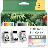 【BINGSTARONE】Canon用 BC-310 311XL（BC-345 346XL）互換インクカートリッジ 詰め替えインク 2個 BLACK+1個 COLOR 合計3本 【対応機種】PIXUS MP493/MP490/MP480/MP280/MP270/MX420/MX350/iP2700/TS3330/TS3130S/TS3130/TS203/TR4530【大容量タイプ/個包装】