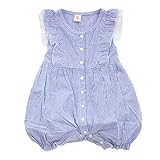 可愛いお袖フリル付き babyロンパース お得 プチプラ(SX-サックス、70)