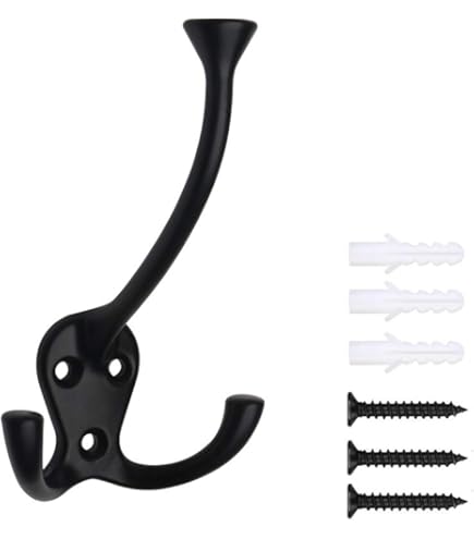 6 Pack Big Heavy Duty Three Prongs Coat Hooks Wall Mounted With 24 Screws (Two Types Of Screws - View #5