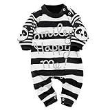 ベビーロンパース、Funic新生児幼児赤ちゃん男の子女の子ストライプパンダプリントロンパースジャンプスーツ服装 6 Months ブラック