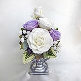 花器付 小さな 仏花 悠 白と紫のバラの アレンジ 咲き続ける 生花 プリザーブドフラワー