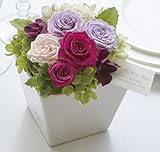 JewelzGift（ジュエルズギフト） プリザーブドフラワー 陶器ケース入り ギフト アレンジ 「ずっと綺麗なお花」 【全3色】 パープル